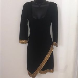Bebe embellished cuff asymmetrical dress